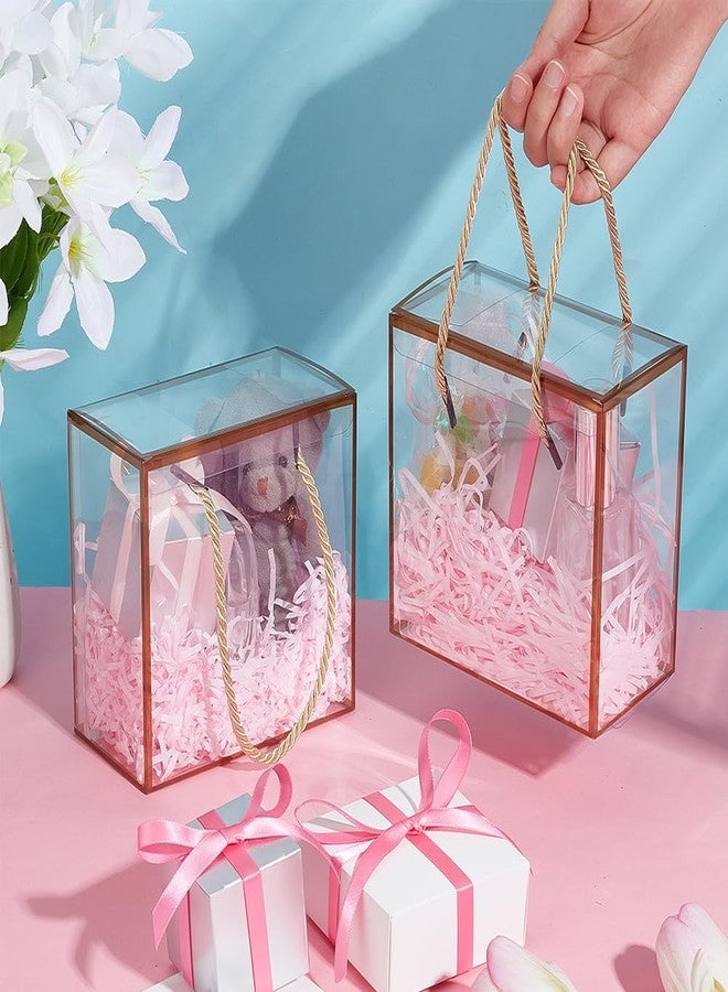 BENECREAT 10 Set Transparent Favor Boxes, 5.5x5.5x3 Inch Treat Gift Boxes with Goldenrod Border Lace and Handle for Candy Chocolate, Party Favors, Christmas Gift Packaging - Image 3